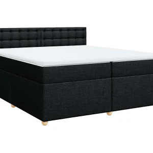 Boxspring met matras stof zwart 200×200 cm Boxspring met matras stof zwart 200×200 cm