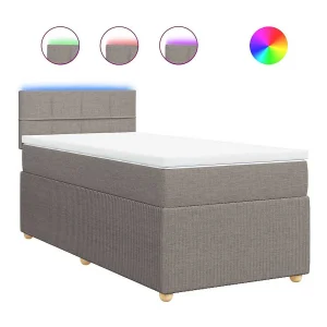 Boxspring met matras stof taupe 90×190 cm Boxspring met matras stof taupe 90×190 cm