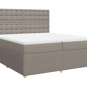 Boxspring met matras stof taupe 200×200 cm