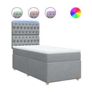 Boxspring met matras stof lichtgrijs 90×190 cm Boxspring met matras stof lichtgrijs 90×190 cm