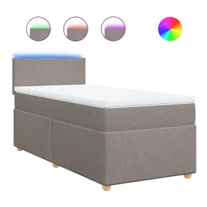 Boxspring met matras stof taupe 80×200 cm Boxspring met matras stof taupe 80×200 cm