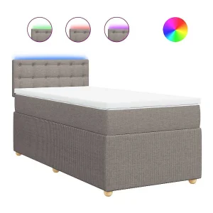 Boxspring met matras stof taupe 90×190 cm Boxspring met matras stof taupe 90×190 cm