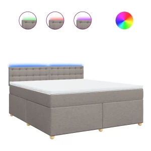 Boxspring met matras stof taupe 180×200 cm