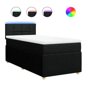 Boxspring met matras stof zwart 90×200 cm Boxspring met matras stof zwart 90×200 cm