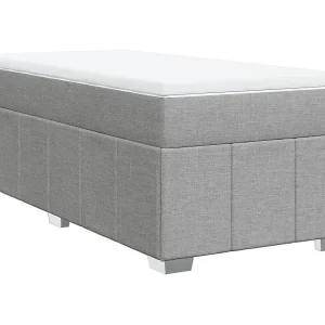 Boxspring met matras stof lichtgrijs 90×200 cm