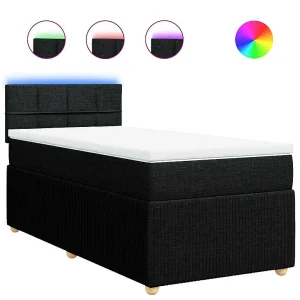 Boxspring met matras stof zwart 100×200 cm