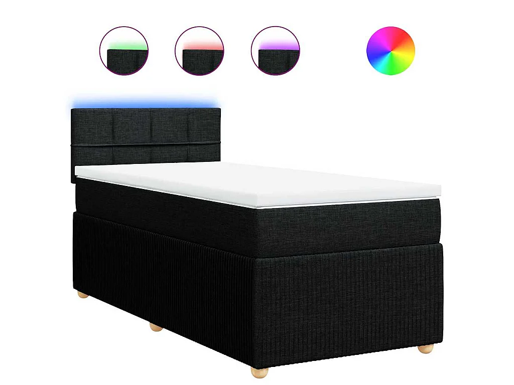 Boxspring met matras stof zwart 100x200 cm