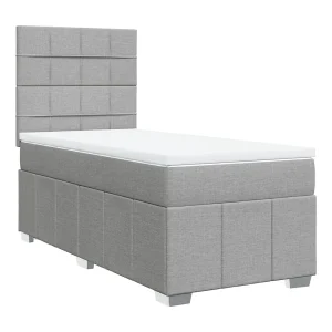Boxspring met matras stof lichtgrijs 90×190 cm Boxspring met matras stof lichtgrijs 90×190 cm