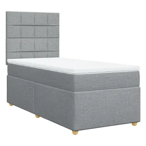 Boxspring met matras stof lichtgrijs 90×190 cm Boxspring met matras stof lichtgrijs 90×190 cm