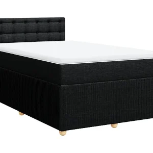 Boxspring met matras stof zwart 120×190 cm