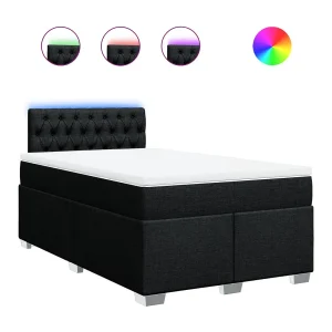 Boxspring met matras stof zwart 120×190 cm