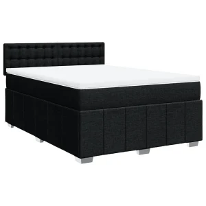 Boxspring met matras stof zwart 160×200 cm