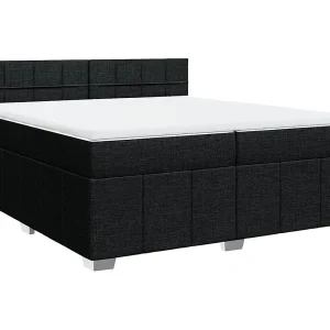 Boxspring met matras stof zwart 200×200 cm Boxspring met matras stof zwart 200×200 cm