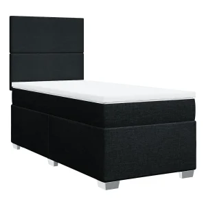 Boxspring met matras stof zwart 90×200 cm Boxspring met matras stof zwart 90×200 cm