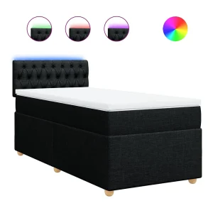 Boxspring met matras stof zwart 90×190 cm Boxspring met matras stof zwart 90×190 cm