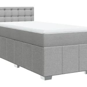 Boxspring met matras stof lichtgrijs 90×200 cm Boxspring met matras stof lichtgrijs 90×200 cm