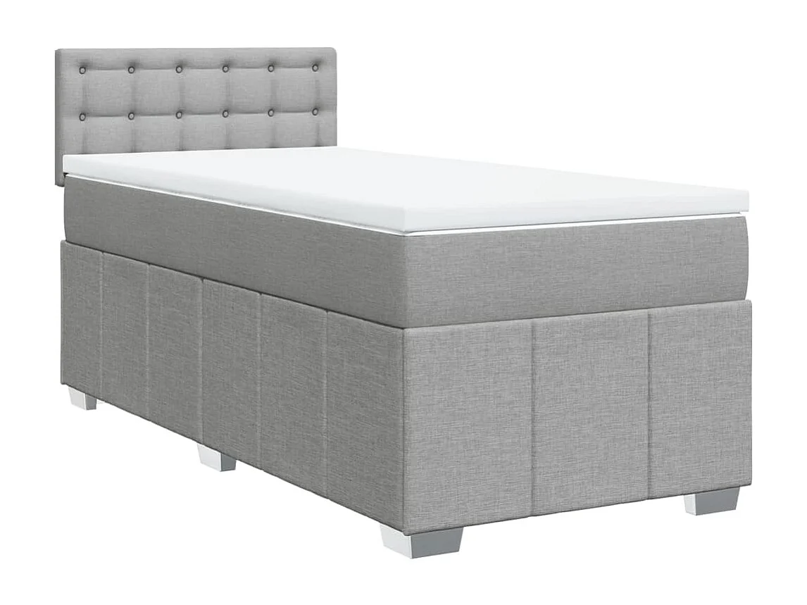 Boxspring met matras stof lichtgrijs 90x200 cm