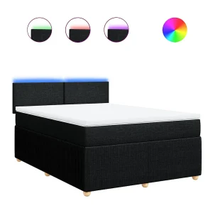 Boxspring met matras stof zwart 140×190 cm