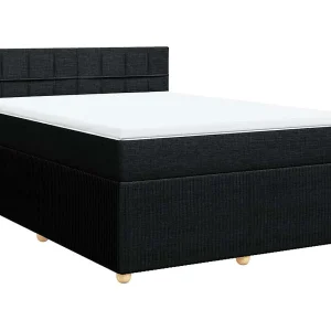 Boxspring met matras stof zwart 160×200 cm