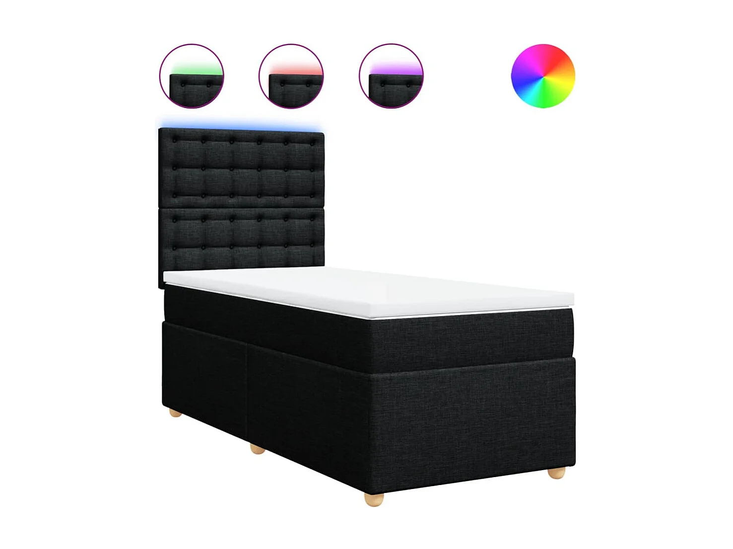 Boxspring met matras stof zwart 80x200 cm