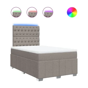 Boxspring met matras stof taupe 120×190 cm