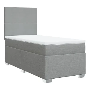 Boxspring met matras stof lichtgrijs 90×200 cm Boxspring met matras stof lichtgrijs 90×200 cm