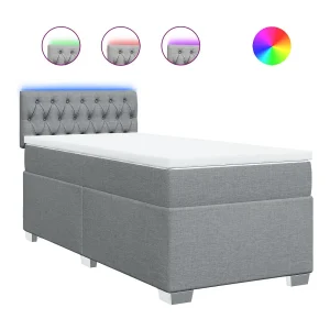 Boxspring met matras stof lichtgrijs 90×200 cm Boxspring met matras stof lichtgrijs 90×200 cm
