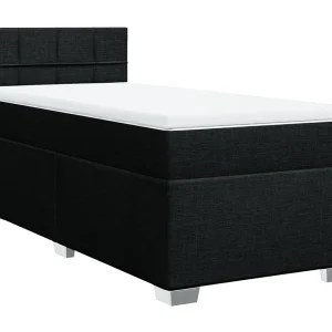 Boxspring met matras stof zwart 90×200 cm Boxspring met matras stof zwart 90×200 cm