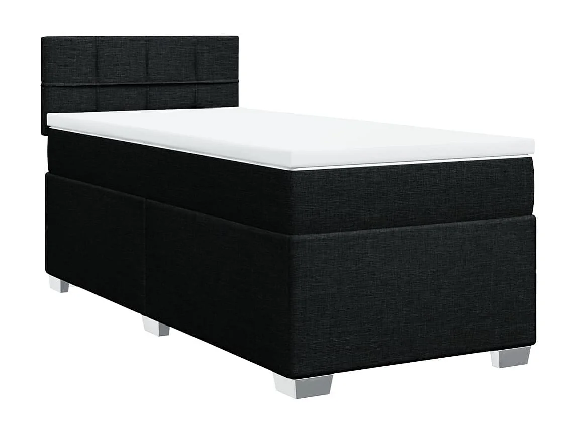 Boxspring met matras stof zwart 90x200 cm