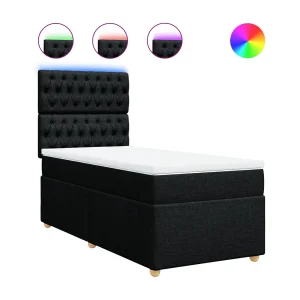 Boxspring met matras stof zwart 80×200 cm Boxspring met matras stof zwart 80×200 cm