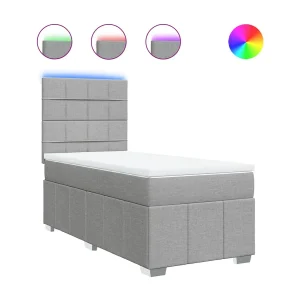Boxspring met matras stof lichtgrijs 90×190 cm Boxspring met matras stof lichtgrijs 90×190 cm