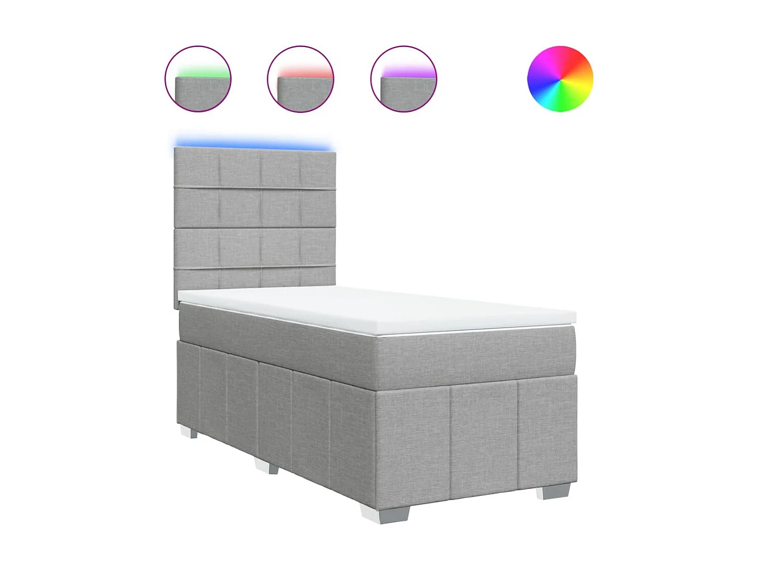 Boxspring met matras stof lichtgrijs 90x190 cm