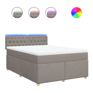 Boxspring met matras stof taupe 140×200 cm Boxspring met matras stof taupe 140×200 cm