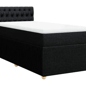 Boxspring met matras stof zwart 90×190 cm Boxspring met matras stof zwart 90×190 cm