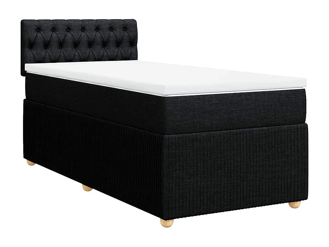 Boxspring met matras stof zwart 90x190 cm