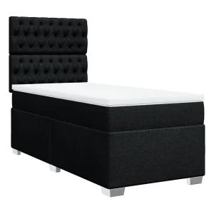 Boxspring met matras stof zwart 80×200 cm Boxspring met matras stof zwart 80×200 cm