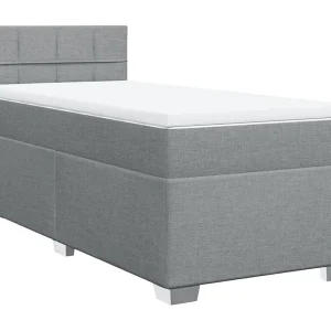 Boxspring met matras stof lichtgrijs 90×200 cm Boxspring met matras stof lichtgrijs 90×200 cm