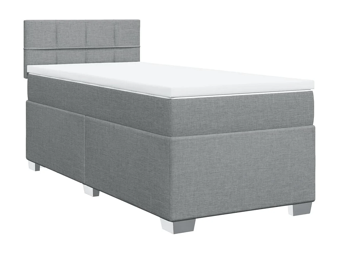 Boxspring met matras stof lichtgrijs 90x200 cm