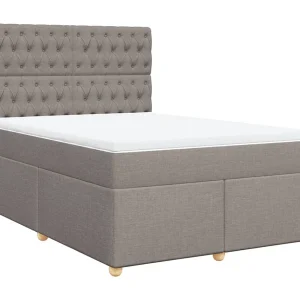 Boxspring met matras stof taupe 140×190 cm Boxspring met matras stof taupe 140×190 cm