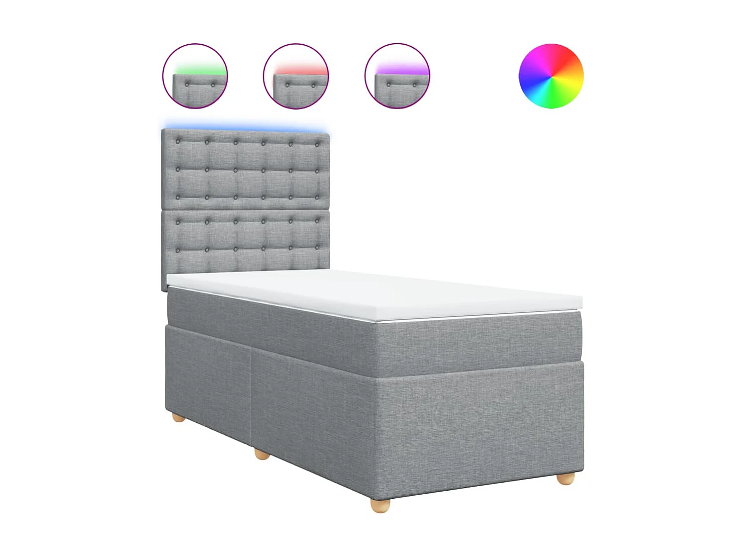 Boxspring met matras stof lichtgrijs 90x200 cm