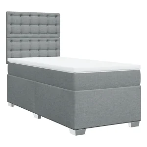 Boxspring met matras stof lichtgrijs 90×200 cm Boxspring met matras stof lichtgrijs 90×200 cm
