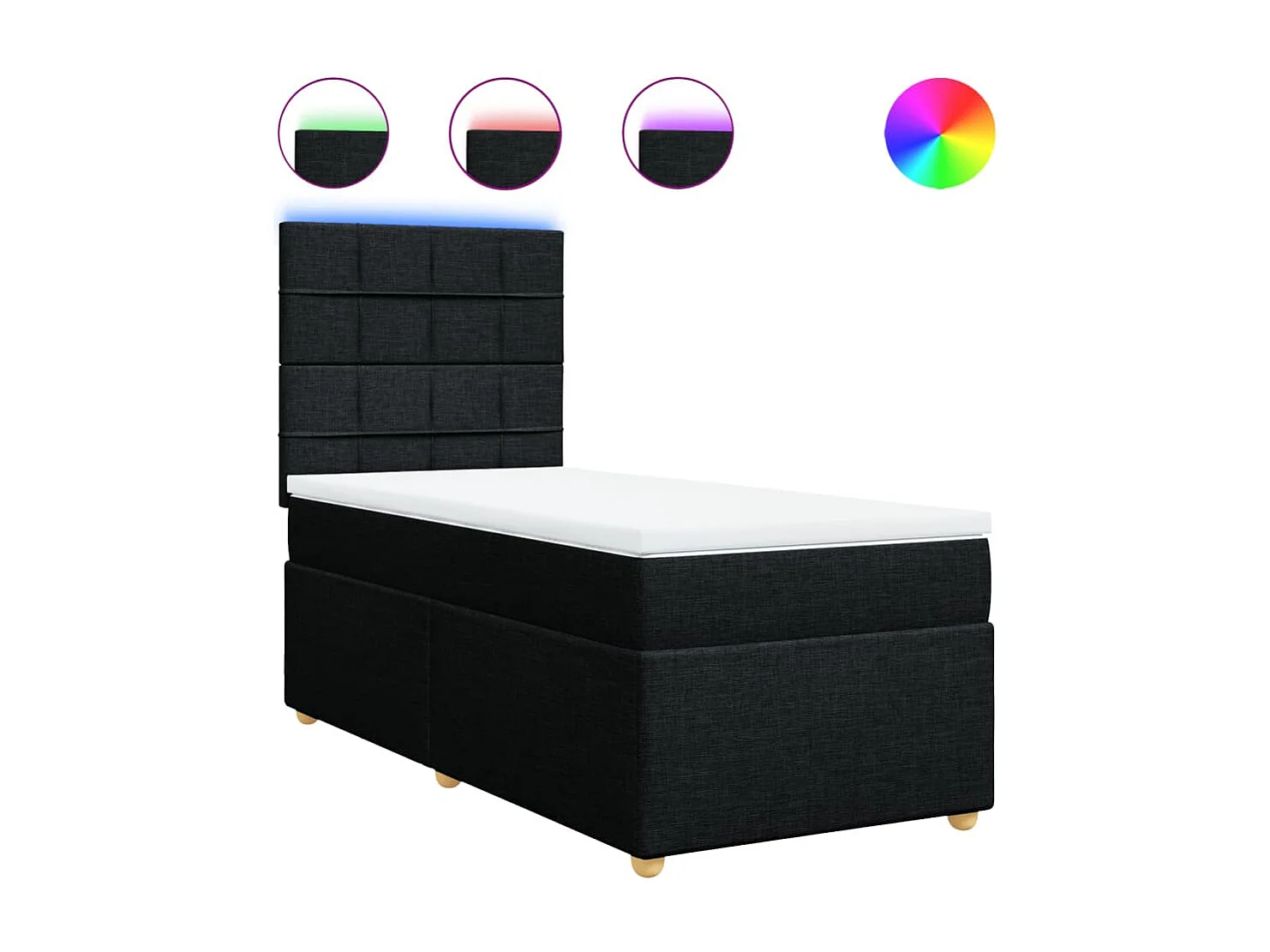 Boxspring met matras stof zwart 80x200 cm