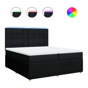 Boxspring met matras stof zwart 200×200 cm Boxspring met matras stof zwart 200×200 cm