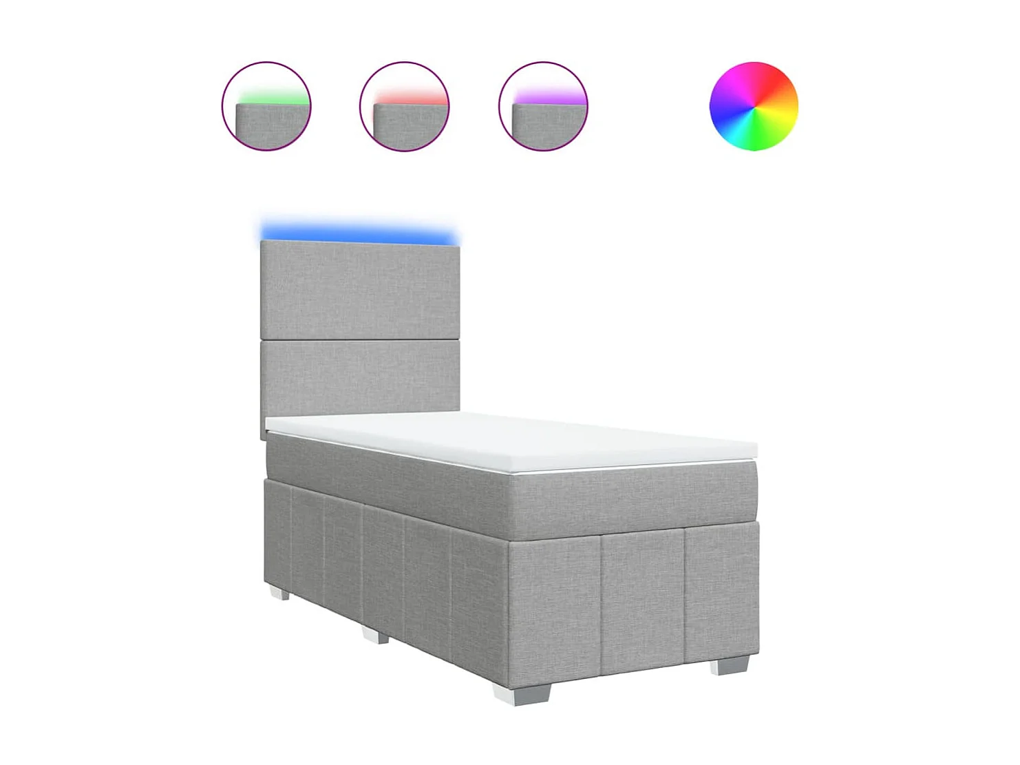 Boxspring met matras stof lichtgrijs 90x190 cm
