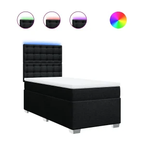 Boxspring met matras stof zwart 90×200 cm Boxspring met matras stof zwart 90×200 cm