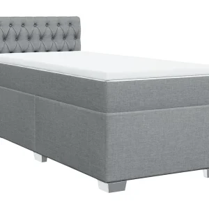 Boxspring met matras stof lichtgrijs 90×200 cm
