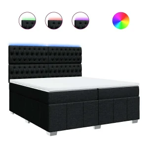 Boxspring met matras stof zwart 200×200 cm Boxspring met matras stof zwart 200×200 cm