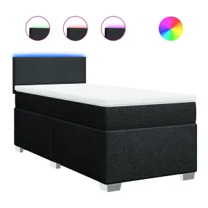 Boxspring met matras stof zwart 90×190 cm Boxspring met matras stof zwart 90×190 cm