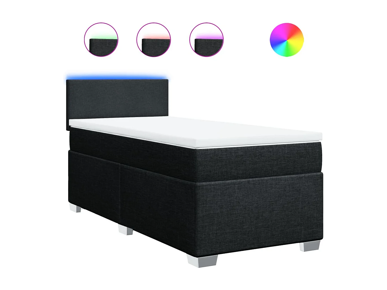 Boxspring met matras stof zwart 90x190 cm