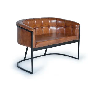 Canapé cuir marron et métal Canapé cuir marron et métal